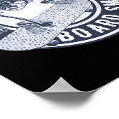 Skelett mit Helm Skateboard Longboard Cruiser Poster (Ecke)