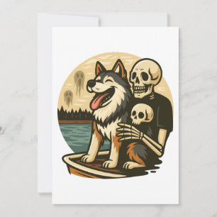 Skelett mit Hund auf einem gespenstischen See Horr Einladung