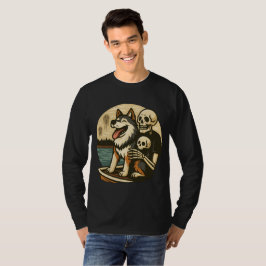 Skelett mit Hund auf einem gespenstischen See Horr T-Shirt