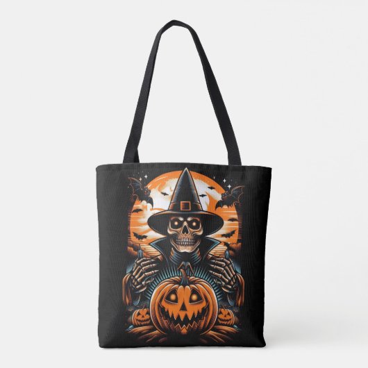 Skelett mit Jack-O' Lantern Halloween Tasche (Rückseite)