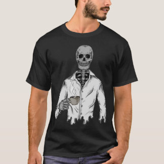 Skelett mit Kaffee - glücklicher Halbkugel T-Shirt