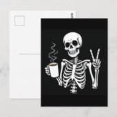 Skelett mit Kaffee Postkarte (Vorne/Hinten)
