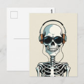 Skelett mit Kopfhörer Postkarte (Vorne/Hinten)