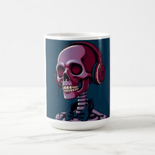 Skelett mit Kopfhörern Kaffeetasse