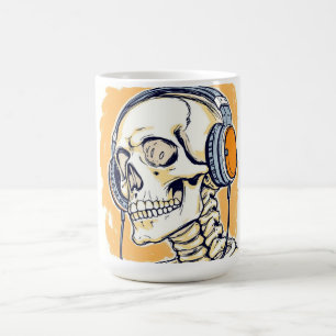 Skelett mit Kopfhörern Kaffeetasse