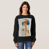 Skelett mit Kopfhörern Sweatshirt (Vorne ganz)