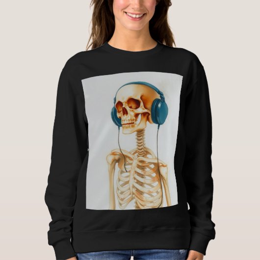 Skelett mit Kopfhörern Sweatshirt (Vorderseite)