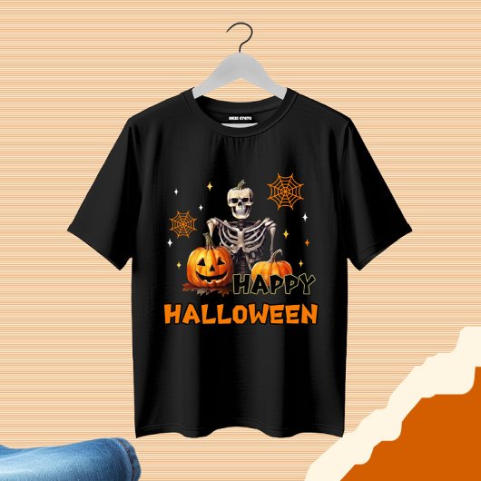 Skelett mit Kürbis T-Shirt