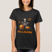 Skelett mit Kürbis T-Shirt (Vorderseite)