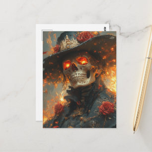 Skelett mit leuchtenden Augen Postkarte