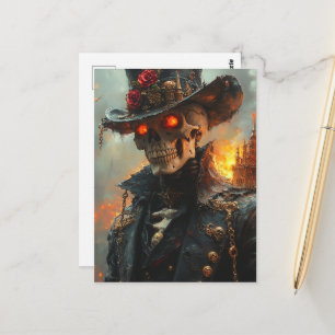 Skelett mit leuchtenden Augen Postkarte
