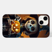 Skelett mit Pumpkin Halloween T-Shirt Case-Mate iPhone Hülle (Rückseite (Horizontal))