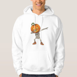 Skelett mit Pumpkin Head Dab Dance Halloween Hoodie