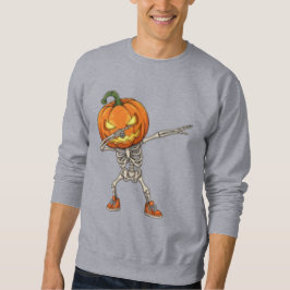 Skelett mit Pumpkin Head Dab Dance Halloween Sweatshirt