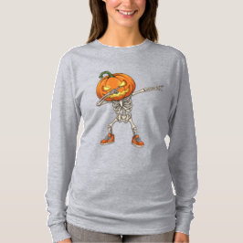 Skelett mit Pumpkin Head Dab Dance Halloween T-Shirt