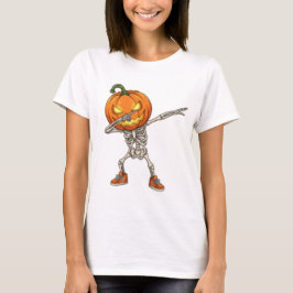 Skelett mit Pumpkin Head Dab Dance Halloween T-Shirt