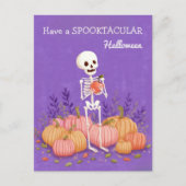 Skelett mit Pumpkins Spooktacular Halloween Postkarte (Vorderseite)