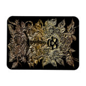Skelett mit Rose Blume Goldkunst Magnet (Horizontal)
