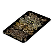 Skelett mit Rose Blume Goldkunst Magnet (Linke Seite)