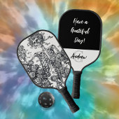 Skelett mit Rose Pickleball Schläger