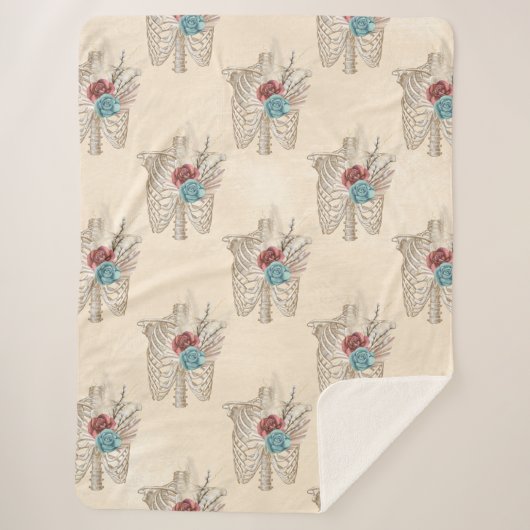 Skelett mit Rose Sherpadecke (Vorderseite)