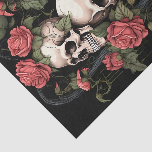 Skelett mit Rose Wasserfarbe Seidenpapier (Ausschnitt)