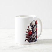 Skelett mit Rote Rosen Kaffeetasse (VorderseiteRechts)