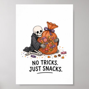 Skelett mit Süßigkeiten-Tasche Lustige Halloween-I Poster