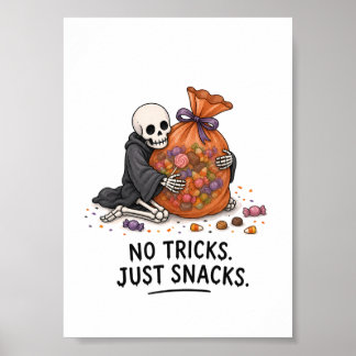 Skelett mit Süßigkeiten-Tasche Lustige Halloween-I Poster