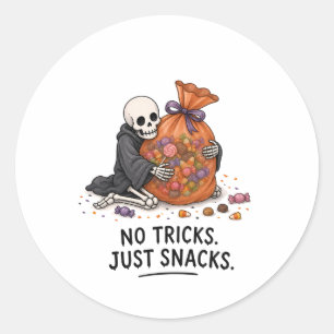 Skelett mit Süßigkeiten-Tasche Lustige Halloween-I Runder Aufkleber