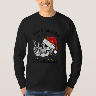 Skelett mit Weihnachtsmannmütze Weihnachtsbeleucht T-Shirt