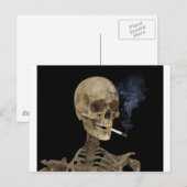 Skelett mit Zigarette Postkarte (Vorne/Hinten)