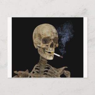 Skelett mit Zigarette Postkarte