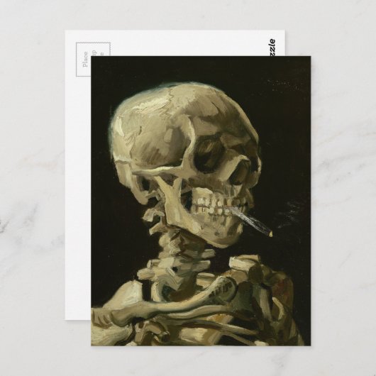 Skelett mit Zigarette von Van Gogh Postkarte (Vorne/Hinten)