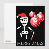 Skelett mit Zuckerrohr, Weihnachtsmannmütze Feiertagskarte (Vorne/Hinten)