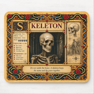 Skelett, mittelalterliche Bestiarien-Kunst Mousepad