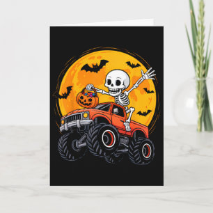 Skelett-Monster-Truck-Mond-Kürbis-Halloween-Jungs Karte