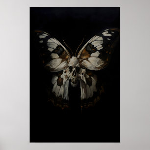 Skelett-Motten-Schädel-Kunst-Druck Dark Academia Poster