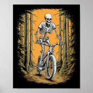 Skelett Mountain Bike Radfahrer Skeletton Hallowee Poster