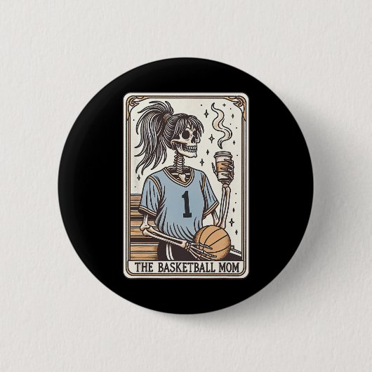 Skelett Mutter Tarotkarte Skelett Halloween Hexen Button (Vorderseite)