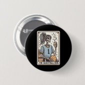 Skelett Mutter Tarotkarte Skelett Halloween Hexen Button (Vorne & Hinten)