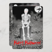 Skelett on Gravestone Halloween-Party Einladung (Vorne/Hinten)