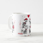 Skelett-Paar füttert Hund und Katze Kaffeetasse (Vorderseite Links)