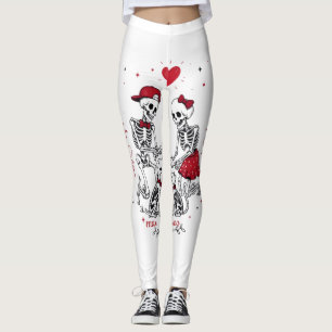 Skelett-Paar füttert Hund und Katze Leggings
