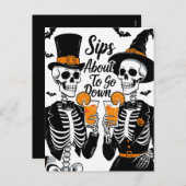 Skelett-Paar Halloween Feiertagspostkarte (Vorne/Hinten)