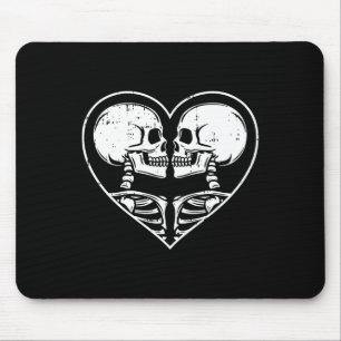 Skelett-Paar-Herz-Halloween-Gruselige-Knochen-Schä Mousepad