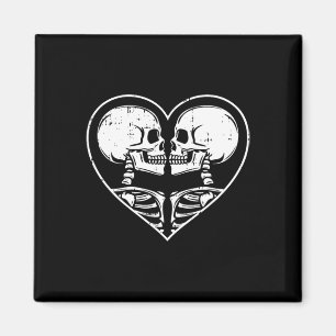 Skelett-Paar-Herz-Halloween-Gruselknochen-Schädel Magnet