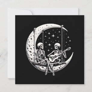 Skelett-Paar-Mond-Gitarre Einladung