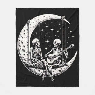 Skelett-Paar-Mond-Gitarre Fleecedecke