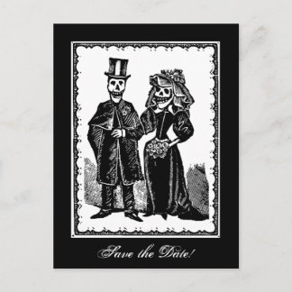 Skelett-Paar (Save The Date) - Postkarte